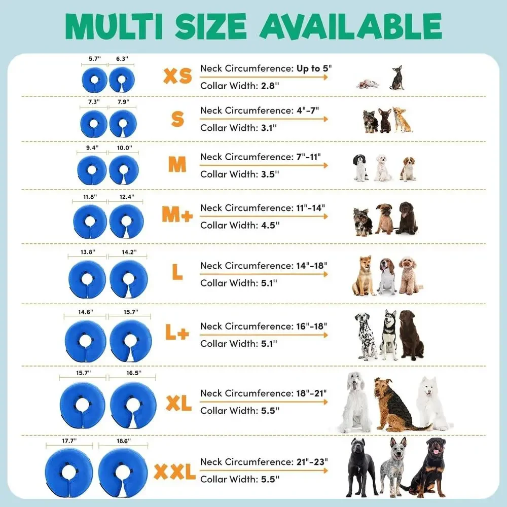 Inflatable Soft Dog Cone Collar Donut Post Surgical Small Blue Pillow Neck Recov